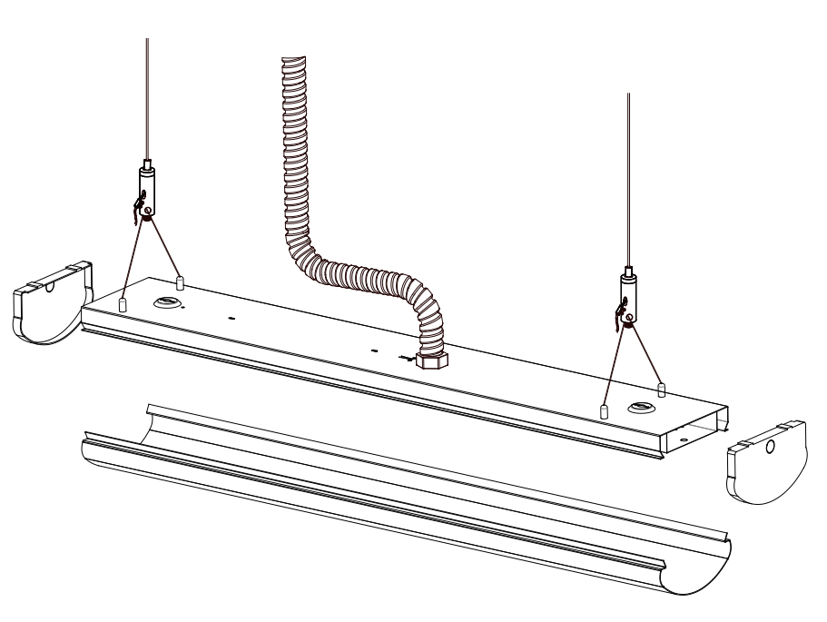 LED wraparound light 2ft 4ft 8ft 2860 to 10400 lumen CCT and watt selectable 120-277V 0-10V dimming ETL DLC listed