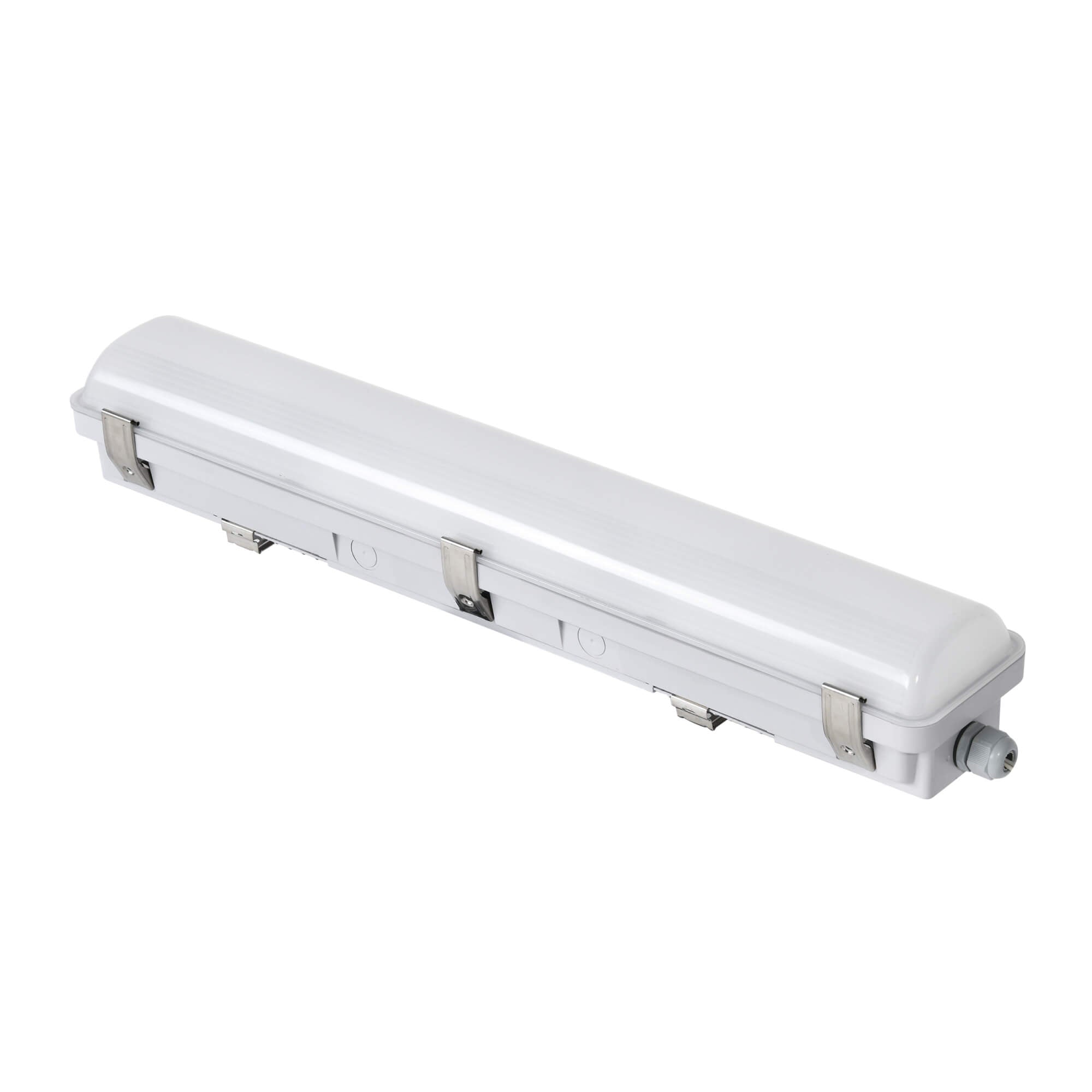 Vapor Tight LED light C2103 2ft model, white finish, designed for harsh environments, IP65 rated, suitable for industrial and wet locations