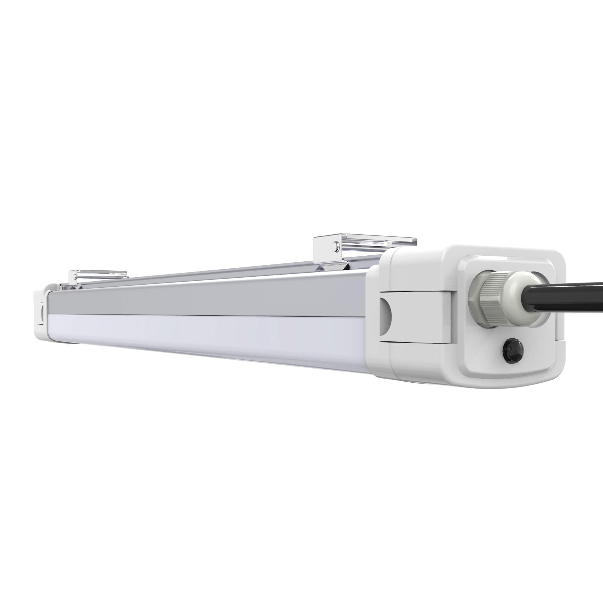 Vapor Tight LED light linkable fixture IP65 rated for harsh conditions, suitable for industrial use, parking garages, and walkways